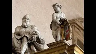 Drawing a putto in San Michele in Bosco church in Bologna