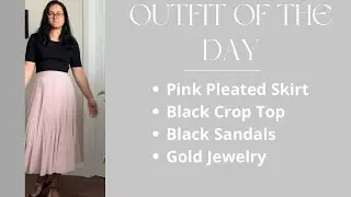 Office Outfit- Pink Pleated Skirt and Black Crop Top- #ootd #ootdguide #officewear 