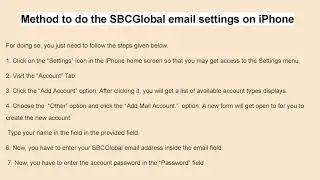 How to do the SBCGlobal email settings on iPhone
