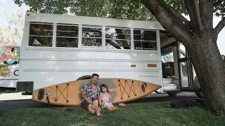 LIVING ON THE ROAD in an old School Bus (With my daughter)