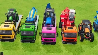 TRANSPORTING EXCAVATOR MIXER TRUCK TRACTORs Backhoe loaders Beamng.Drive Game FARMING SIMULATOR 22