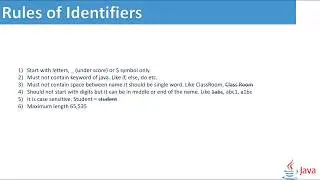 Identifier In java