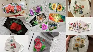 Hand painted facemasks, hand embroidery on mask, machine embroidered masks