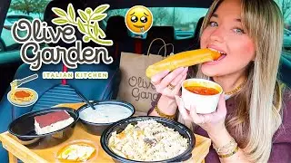 Olive Garden Mukbang! 🍝 + Q&A! chicken pasta, gnocchi soup, breadsticks and tiramisu!