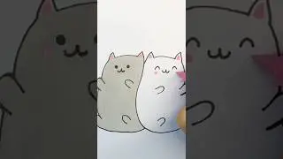 Cute cat couple drawing | Step by step drawing