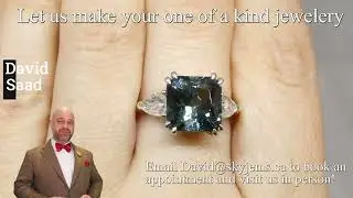 SOLD - 4.43ct Teal Blue-Green Tourmaline, Diamond Ring set in 14k Yellow and White Gold - JW0062