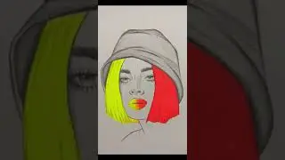 Beautiful girl drawing | Beautiful girl coloring from FUNNY UNICORN #2 #shorts