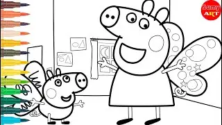🦋🐷 Peppa Pig Becomes a Butterfly! 🌈 | Watercolor Coloring | Peppa Pig Coloring | Sumy Art 💧✨