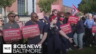 Ascension Saint Agnes Hospital nurses protest in Baltimore amid U.S. Conference of Catholic Bishops