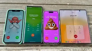 Samsung Galaxy Fold 2 vs LG Wing vs IPhone XR vs IPhone 15 PRO Incoming + Outgoing Calls