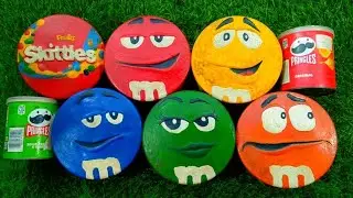 SatisfASMRying Video | Unpacking 6 M&M'S and Skittles Pringles with Candy