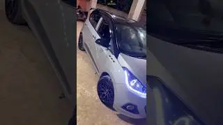 Hyundai Grand i10 upgraded with Projector Headlights with DRL,Roof warpping,Spoiler & Alloy wheels