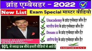 ब्रांड एम्बेसडर Current Affairs 2022| Important Brand Ambassador 2022| New Brand ambassador 2022