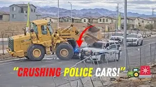 Suspect Tries to Ram Police Cars With Stolen Front Loader | Intense Police Chase