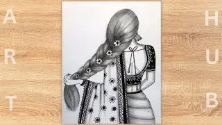 How To Draw A Girl Wearing Traditional Saree🥻||Pencil Sketch ✍🏼|| Step By Step