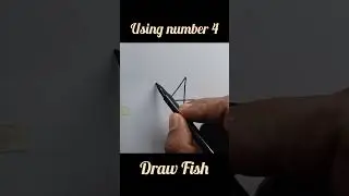 Draw Fish using number 4 #art #artist #tutorial #trending #drawing #shorts #viralvideo