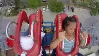 Slingshot Ride Girl Rides ALONE and falls asleep