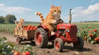🍅 Mama Cat and Ginger&rsquo;s Tomato Harvest Adventure at the Farm 🚜