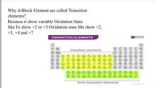 Why d-Block Element are called Transition elements?   #chemistry #Oxidation