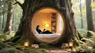 Hidden Tree Home Build (ASMR) &ndash; A Woman Creates a Cozy Survival Shelter in the Forest