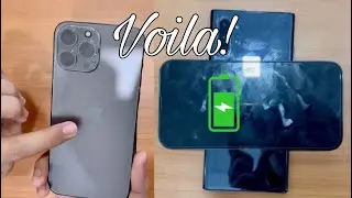 Charging iPhone 13 Pro Max at the back of Samsung Galaxy Note 10+