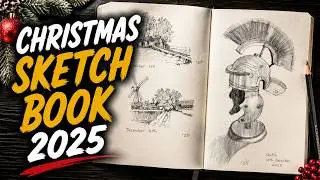 Christmas drawing challenge 2025 sketchbook review (124 drawings in 12 days) 