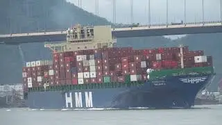 Container Ship《HMM JAKARTA》Crossing the Tsing Ma Bridge in HK  20250811