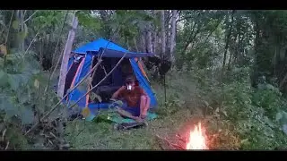 SOLO CAMPING IN THE FOREST || PITTING A TENT ON A BEAUTIFUL CLIFF EDGE
