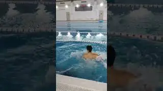 Second jump into the pool for aquatic physical therapy. To be honest with you, I was quite scared.