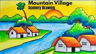 Mountain Village Scenary Drawing Tutorial For Beginners| Tanis Artworks|