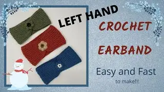 Left Hand Crochet EarBand with Puff Flower
