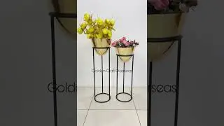 Gold Plated Planter Pots with matte black stands also available in Rose Gold finish