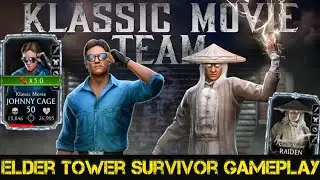 Klassic Movie Johnny Cage & Klassic Movie Raiden Elder Tower Survival Gameplay MK Mobile