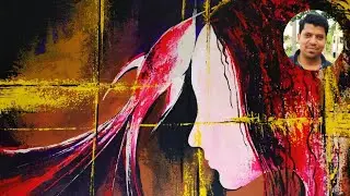 woman face and fish painting | Abstract Painting | Acrylic & Colorful Art