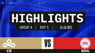 C9 vs EDG Highlights | Worlds 2022 Groups Day 3 | Cloud9 vs EDward Gaming