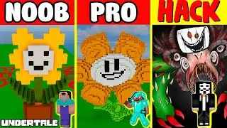 Minecraft Battle: NOOB vs PRO vs HACKER: FLOWEY from UNDERTALE BUILD CHALLENGE / Animation