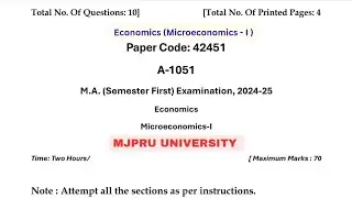 MJPRU M.A. Semester First Economics Microeconomics-I Question Paper 2024&ndash;25