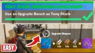 Use an Upgrade Bench as Tony Stark - Tony Stark Awakening Challenge in Fortnite