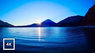 4K Mount Fuji Sunrise & Gentle Lake Waves | 6Hrs Relaxing Water Sounds for Calm and Sleep