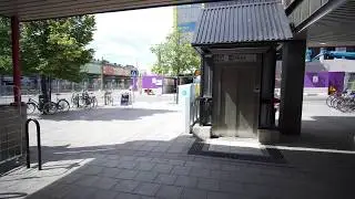Sweden, Stockholm, Sundbyberg train/subway station underpass, 2X SMW elevator