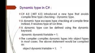 C# Beginner to advanced - Lesson 62 - What is Dynamic type? How dynamic types are used in c#?