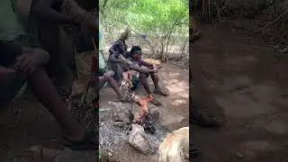 Hadzabe Tribe warming up before hunt. #hadzabetribe #africa #hadzatribe #africantribes #chaba
