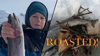 Primitive Rainbow Trout Catch and Cook | Late Season Ice Fishing