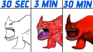 Drawing The Red Bluster (The Sea Beast) in 30 Sec, 3 Min & 30 Min | Deep Sea Monster Art Challenge