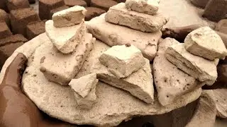 New Cotton like soft 😍 extra dusty yellow mud clay pot+paste pour crushing satisfying ASMR sounds