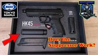 Tokyo Marui HK45 Unboxing & review - Does the suppressor work?