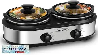 Sunvivi Dual Pot Slow Cooker 2 Pot Small Mini Crock Buffet Server