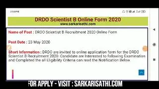 DRDO Scientist B Recruitment 2020 | Apply | Vacancies | Engineering Jobs