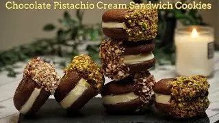 Chocolate Cookie Sandwiches with Pistachio & Cream Cheese Filling ♡