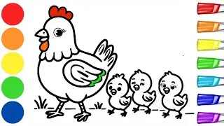 🐔🐣❤️🌈 Как нарисовать милую куриную семью | Простые рисунки животных | Пошаговый урок рисования